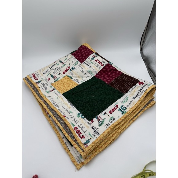 Homemade Other - Handmade Golf Patchwork Throw Quilt 65x41 Covered Bridge Guild Strongsville OH‎